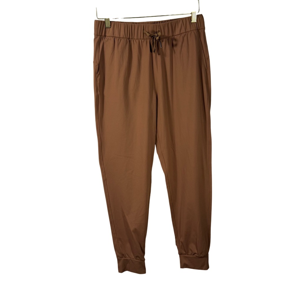 AJISAI‎ Brown Jogger Pants Women Medium Elastic Waist Athleisure Drawstring